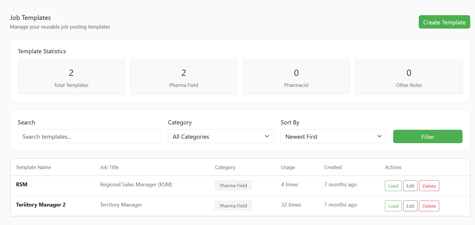 Targeted job posting — Build a role once and reuse it — no re-typing every time you hire for it again.